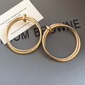 Double Tube Round Hoop Stud Earrings Statement Jewelry Pair view 6