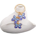 Blue Butterfly Enamel Charm Keychain with Gold Tone Hardware view 5