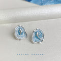 Silver Tone Blue Ocean Animal Earrings In Stud And Clip Styles view 8