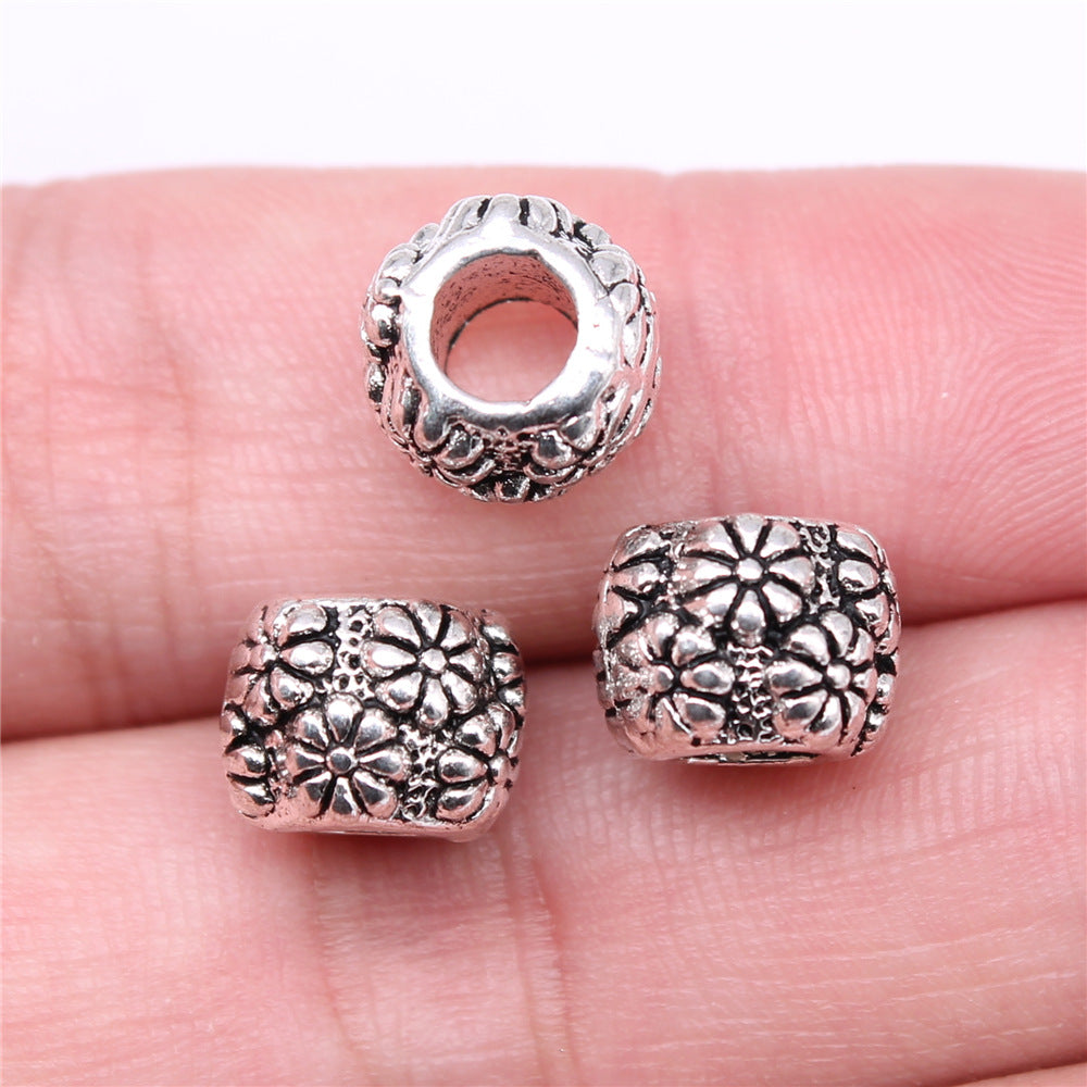 11x11x8mm 2.4g Antique Silver Zinc Alloy Large Hole Round Loose Metal Beads for DIY Bracelet Jewelry Making