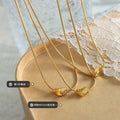 Twisted Wave Tube Pendant Snake Chain Necklace Gold Or Steel view 2