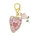 Valentine Heart Rose Enamel Lobster Clasp Keychain Charm view 5