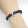 Black Beaded Elastic Skull Bracelet With Silver-Tone Accent view 4