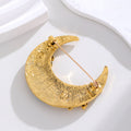 Blue Gold Tone Moon Metal Brooch Pin for Jackets and Lapels view 3