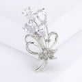 Crystal Flower Bouquet Brooch With Bow in Two Finishes view 7