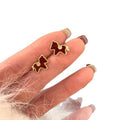 Gold Tone Red Horse Silhouette Stud Earrings With Enamel Finish view 5