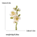 White Double Blossom Branch Brooch With Pearl Buds view 4