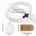 White Cross Bead Stretch Bracelet Black Cross Accent view 4