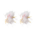 White Feather Multicolor Tinsel Statement Stud Earrings view 5
