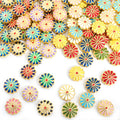 Twelve Petal Enamel Flower Beads in Thirteen Color Patterns view 2