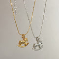 Small Horse Pendant Necklace In Gold And Silver Tone view 1