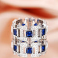 Silver Tone Blue Square Stone Geometric Eternity Band Ring view 3