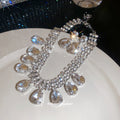 Clear Teardrop Crystal Multi Row Necklace Earring Sets view 3