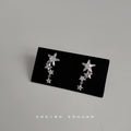 Silver Cascading Multi Star Drop Stud Earrings Clear CZ view 1