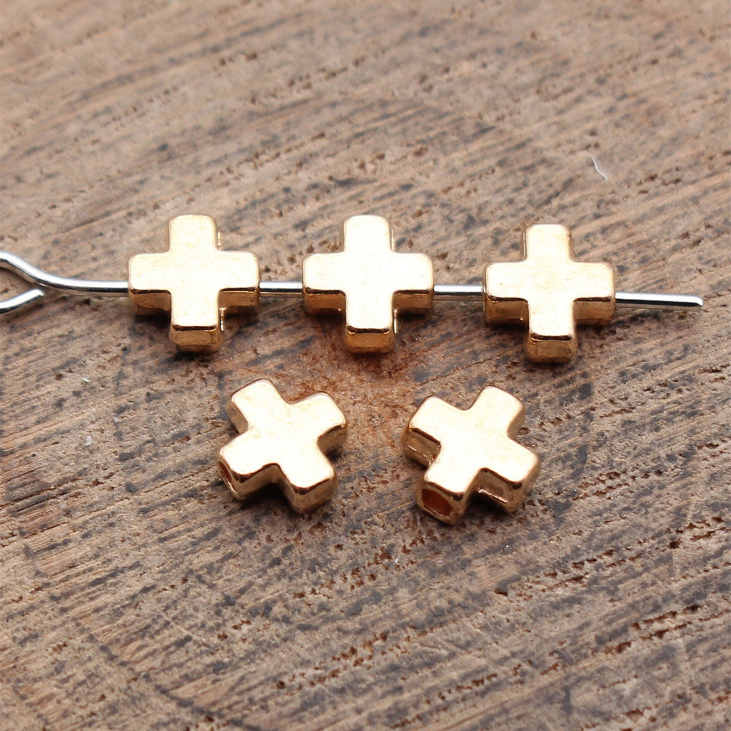 6x5.8x2.8mm 0.28g Multicolor Zinc Alloy Cross Loose Metal Beads with Small Hole for Bracelet Necklace Making