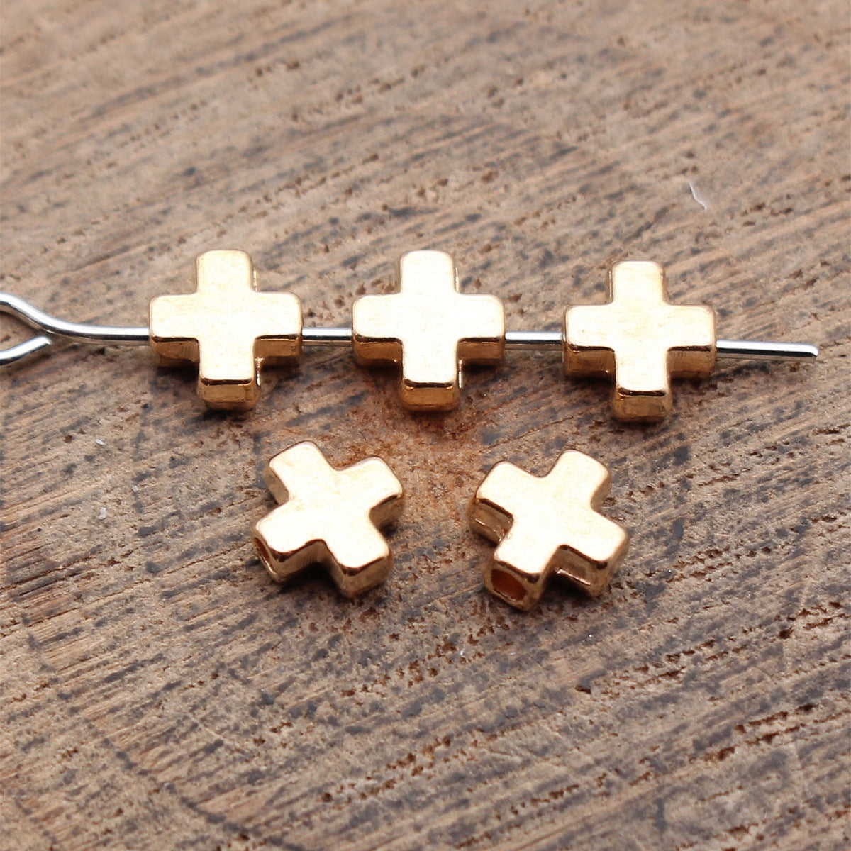 6x5.8x2.8mm 0.28g Multicolor Zinc Alloy Cross Loose Metal Beads with Small Hole for Bracelet Necklace Making