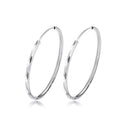 Faceted Silver Tone Large Hoop Earrings Polished Jewelry Accessory view 5
