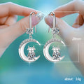 Silver Tone Crescent and Calf Drop Earrings in Three Stone Colors view 5