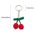 Red Crocheted Cherry Keychain With Metal Split Ring And Chain view 2