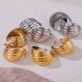 Gold Steel Twisted Multi Layer Half Hoop Earrings Titanium view 4