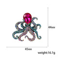 Rhinestone Octopus Brooch Pink Blue Crystal Head Pin view 5