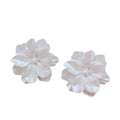 White Pearlescent Multi Petal Flower Resin Stud Earrings view 5