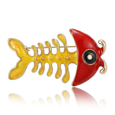 Fish Skeleton brooch front view on a white background