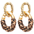 Fabric Wrapped Chain Drop Earrings in Three Colors view 5