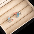 Pastel Crescent Butterfly Silver Small Stud Earrings view 3