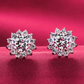 Round Floral Cluster Stud Earrings In Three Metal Tones view 3