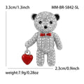 Crystal Teddy Bear Brooch With Red Bow and Heart Charm view 4