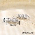 Silver Tone Stretching Cat Stud Earrings Polished Metal view 4