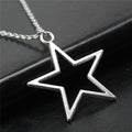 Open Star Outline Pendant Necklace in Polished Silver Tone view 2