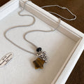 Silver Tone Stone Pendant Necklaces in Five Geometric Shapes view 4