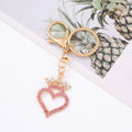 Rhinestone Crown Heart Keychain Metal Open Heart Bag Charm view 6