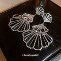 Silver-Tone Crystal Fan Drop Earrings For Women Jewelry view 3