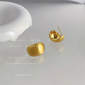 Brushed Gold And Silver Tone Rounded Square Stud Earrings In Two Colors view 6