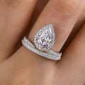 White Gold Tone Pear Halo Crystal Wrap Band Ring Sizes 6-10 view 3