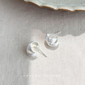 Brushed Silver And Gold Tone Chunky C Shaped Stud Earrings view 6