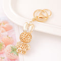 Rhinestone Bunny Rabbit Keychain Metal Long Ear Bag Charm view 4