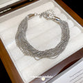 Silver Multi Strand Ball Chain Layered Bracelet Extender Clasp view 2