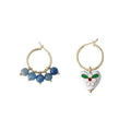 Blue Enamel Flower Studs Rectangle And Mismatched Hoop Earrings view 5