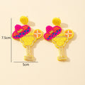Yellow Seed Bead Margarita Cocktail Glass Drop Earrings view 4