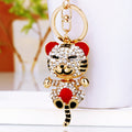 Jeweled Hugging Tiger Keychains with Braided Wrist Loop Options view 11