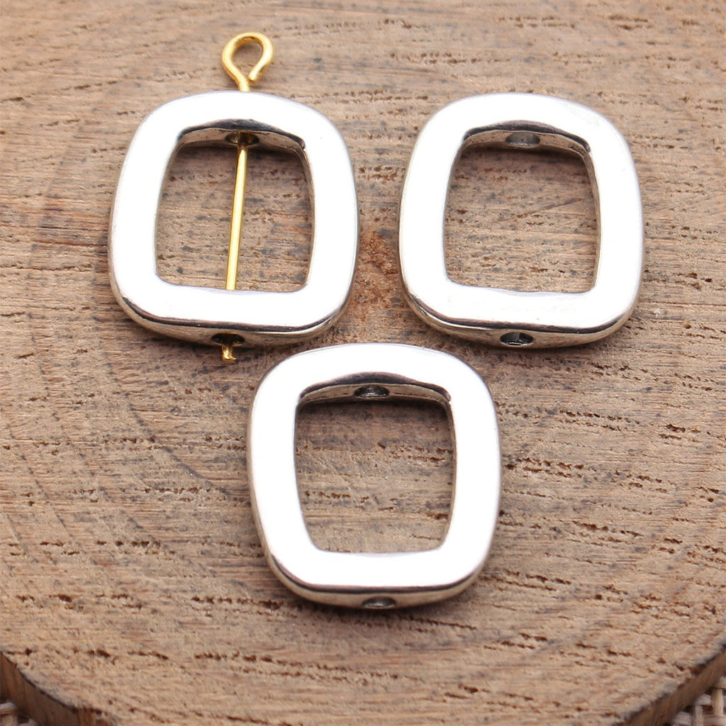 16x15mm 1.7g Antique Silver Zinc Alloy Hollow Trapezoid Loose Metal Beads for Bracelet Jewelry Making