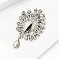 Crystal Halo Brooch with Teardrop Dangle in Three Colors view 3