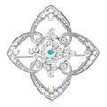Four Petal Filigree Flower Brooch Pin in Two Metal Tones view 1