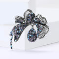 Crystal Orchid Brooch with Curved Petals and Teardrop view 4