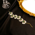 Gold Green Crystal Pearl Cluster Statement Bracelet view 4
