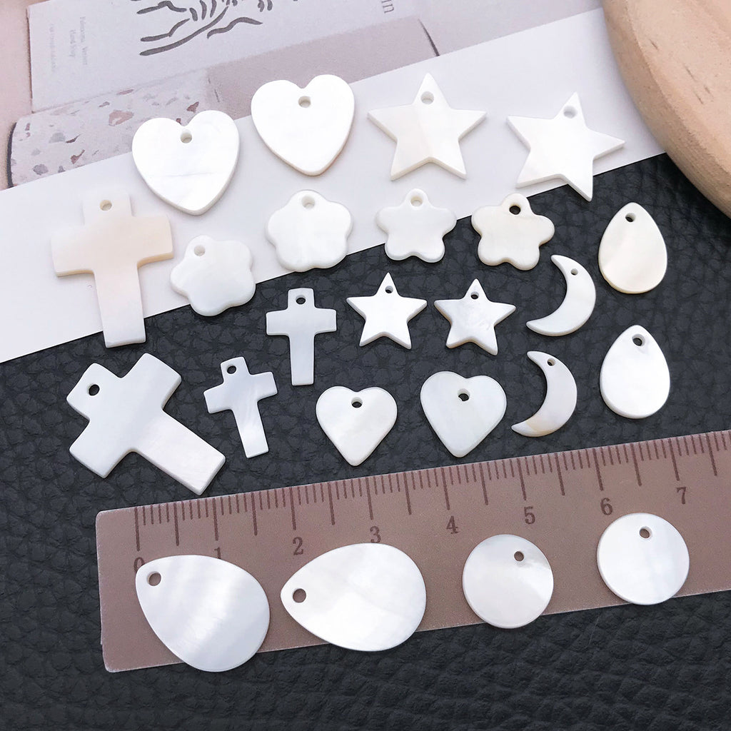 Zinc Alloy Shell Cross Heart Charm Pendants for DIY Bracelet Necklace Jewelry Making